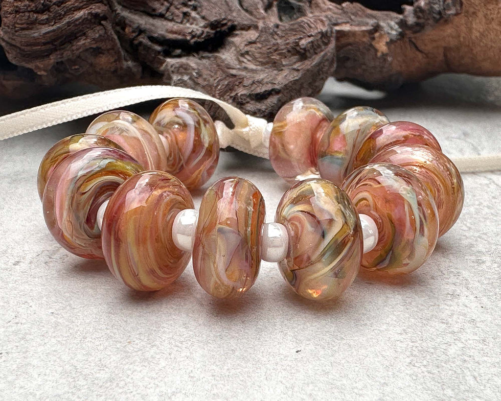 pink lampwork beads