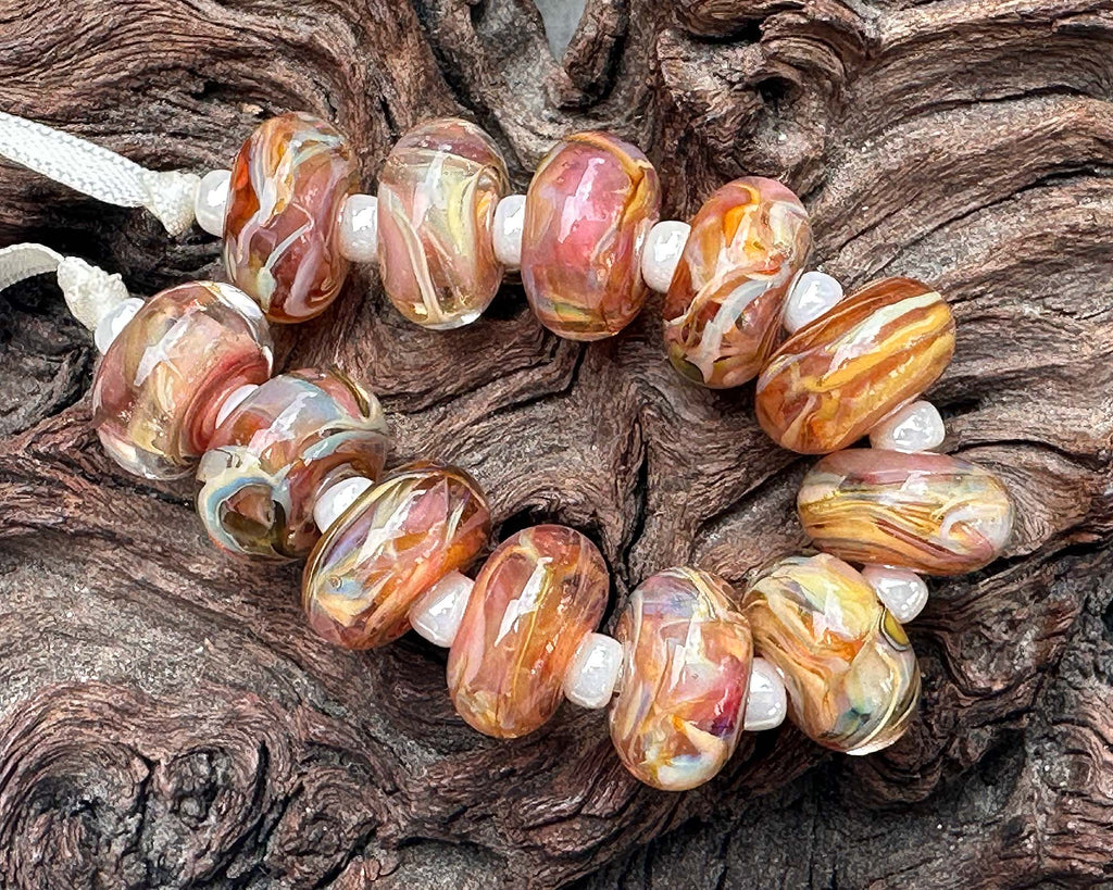 pink lampwork beads