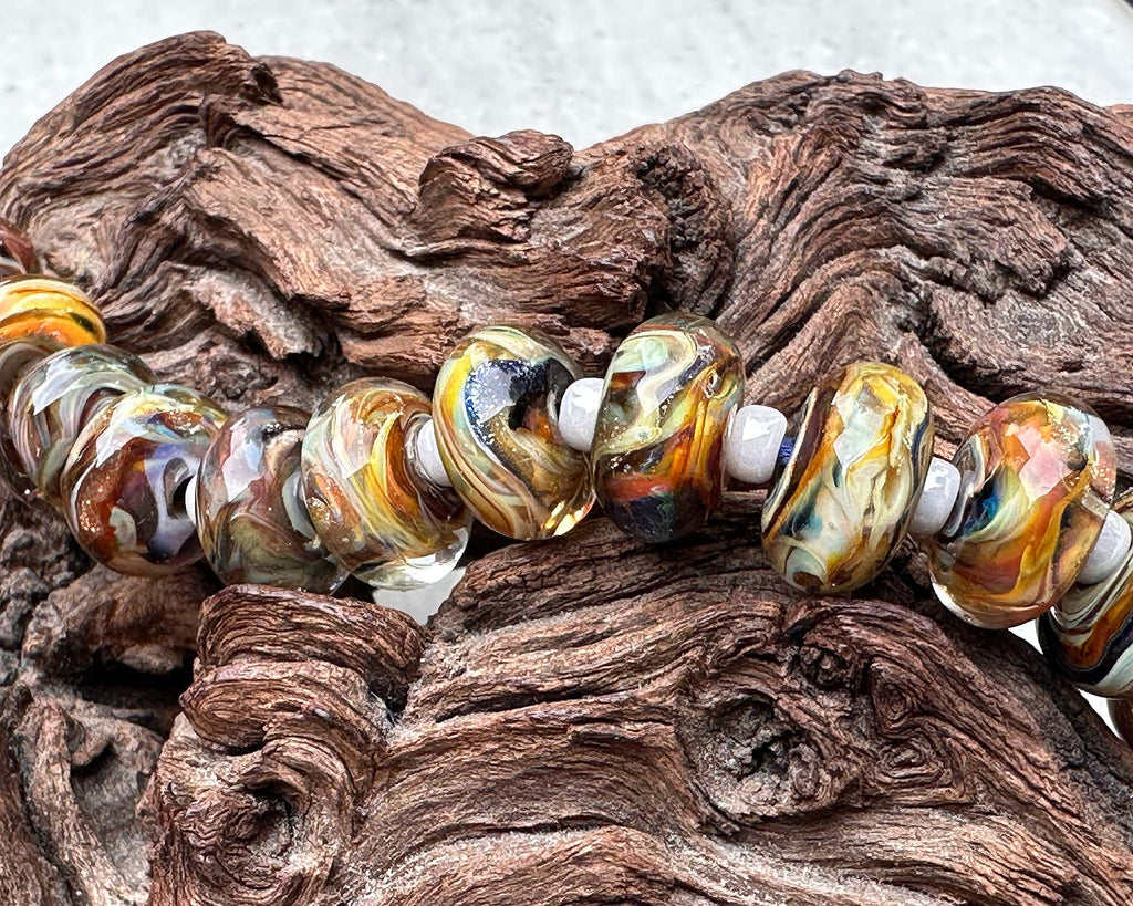 brown lampwork beads