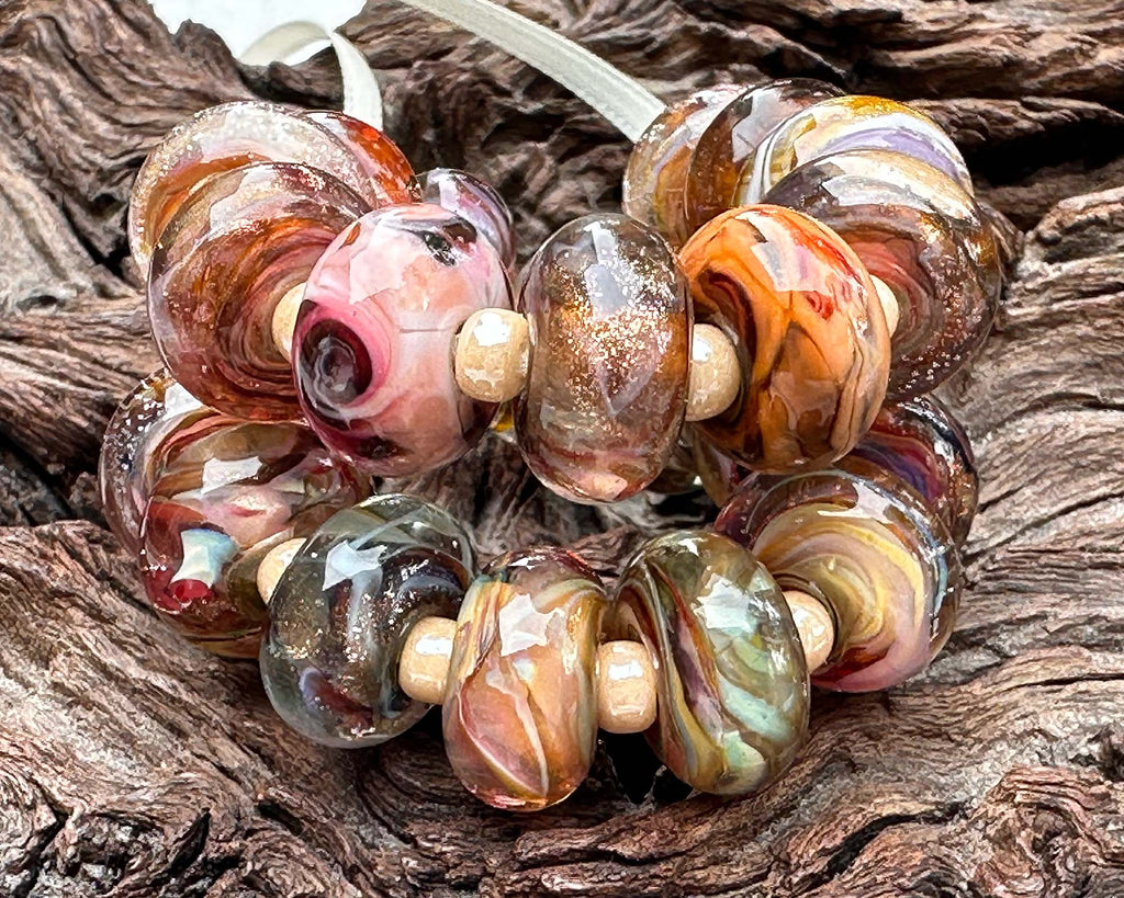 brown lampwork beads