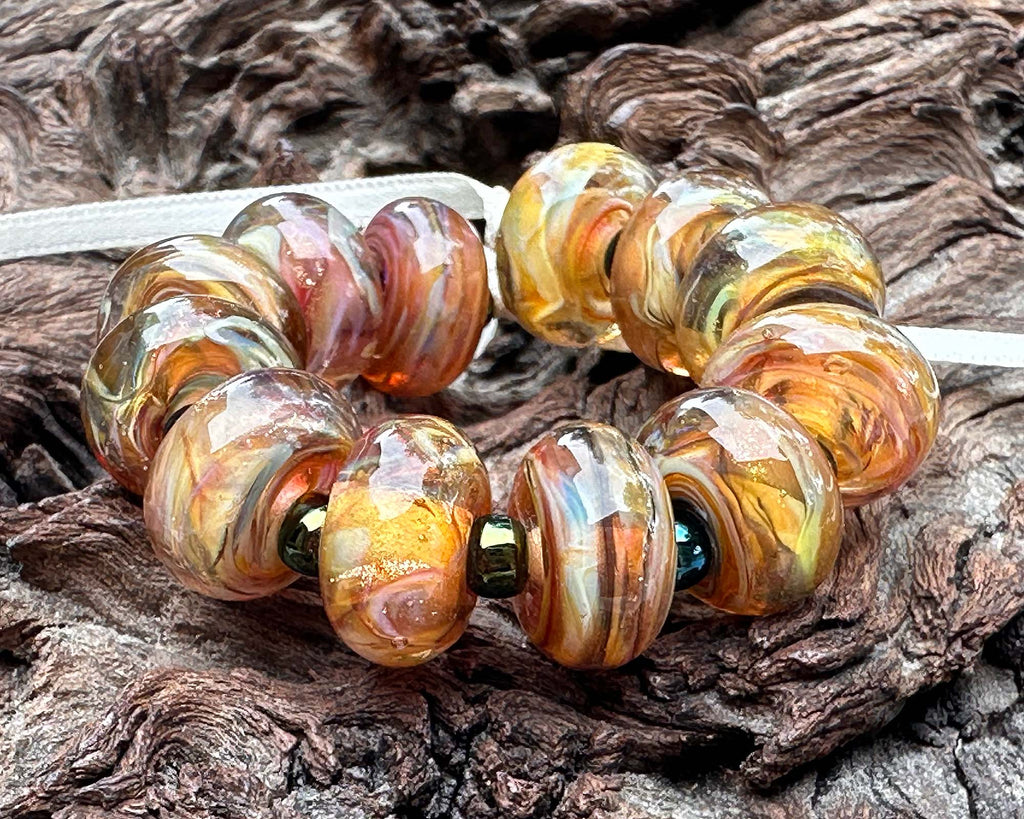 yellow lampwork beads