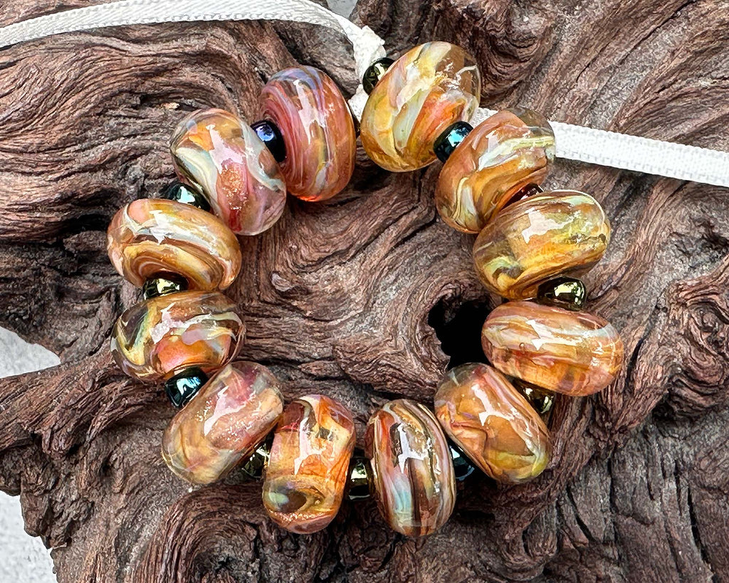 yellow lampwork beads