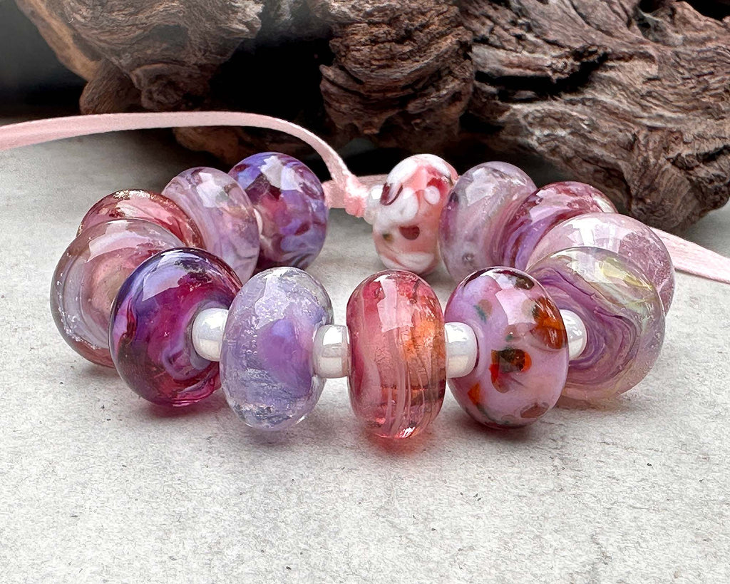 pink lampwork beads