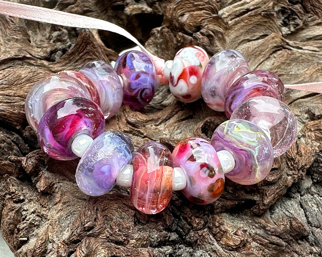 pink lampwork beads