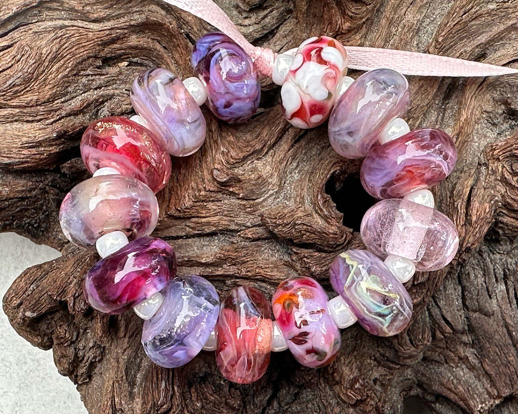 pink lampwork beads