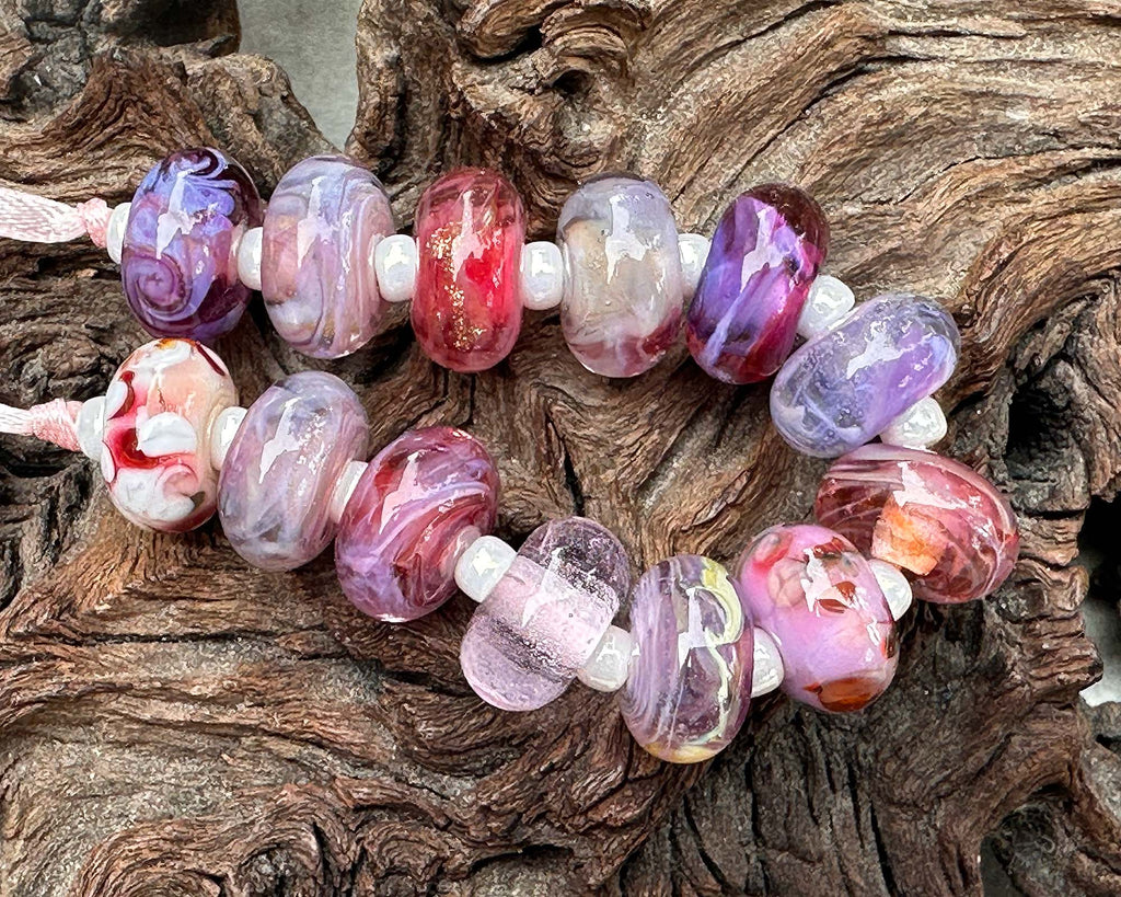 pink lampwork beads