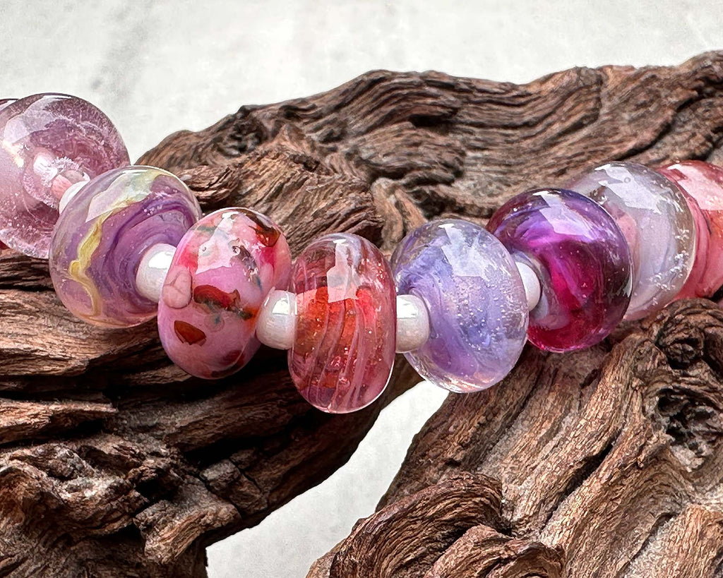 pink lampwork beads