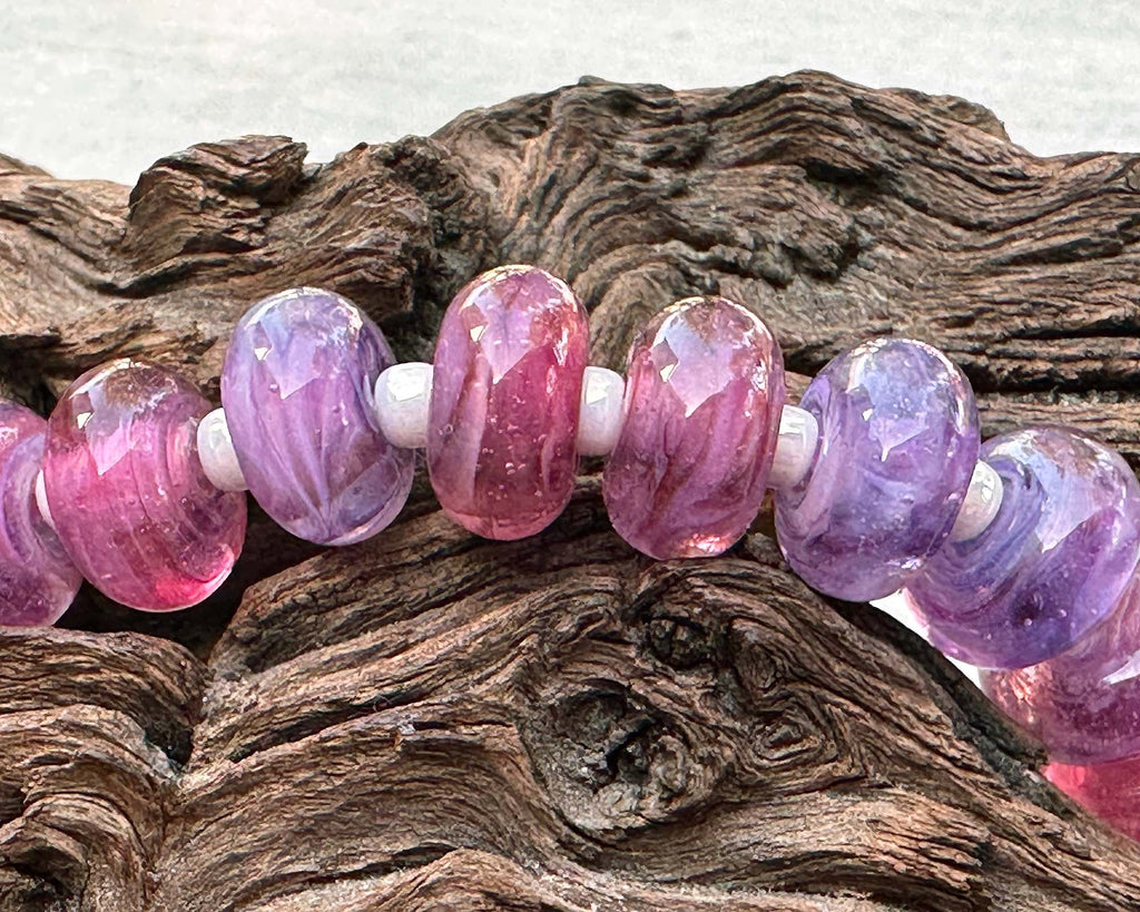 pink purple lampwork beads