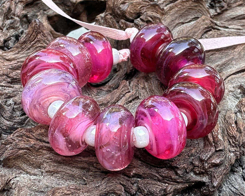 pink lampwork beads