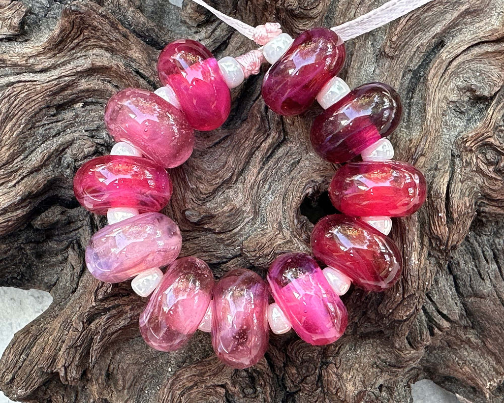 pink lampwork beads