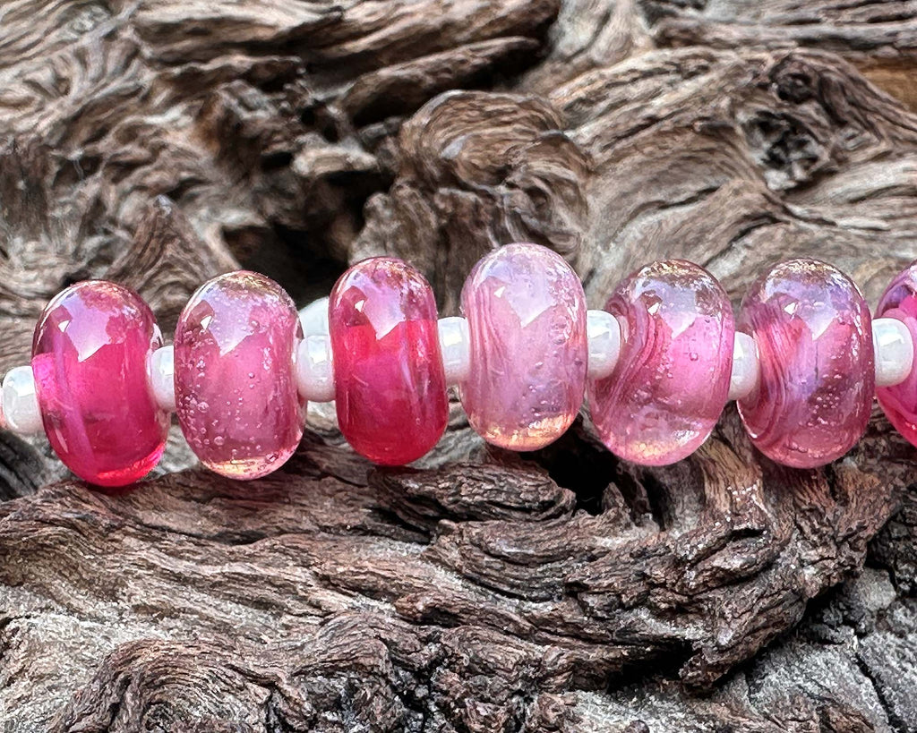 pink lampwork beads