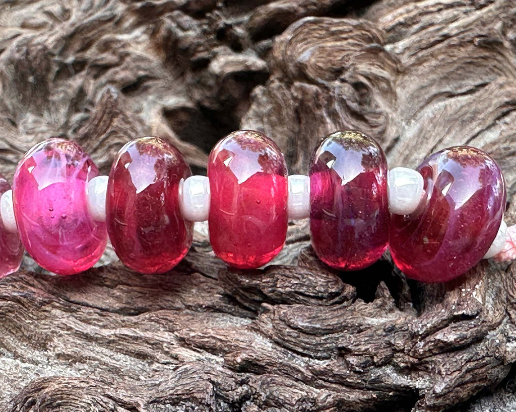 pink lampwork beads