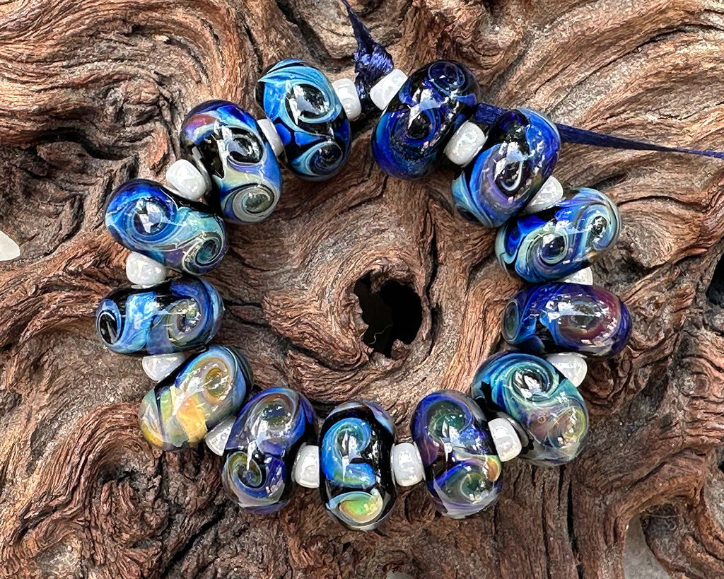 blue lampwork beads