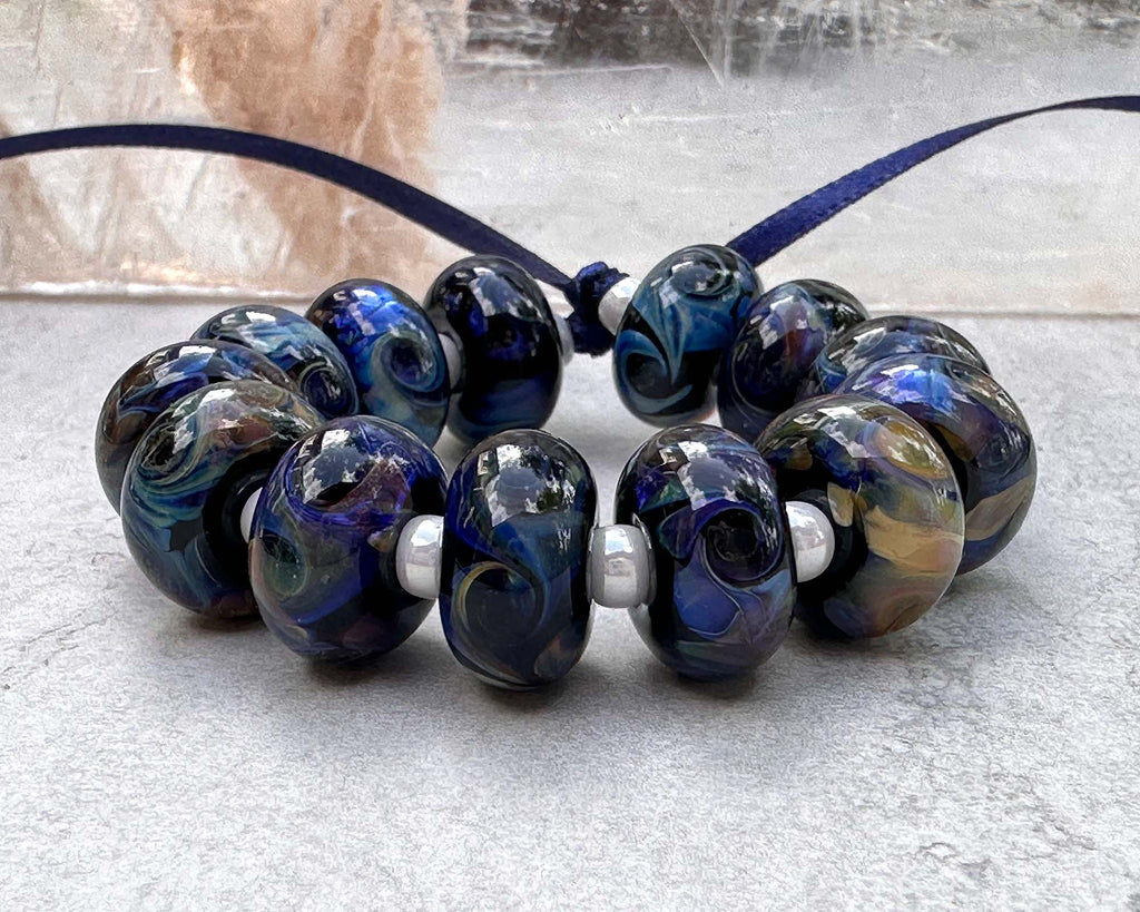 blue lampwork beads