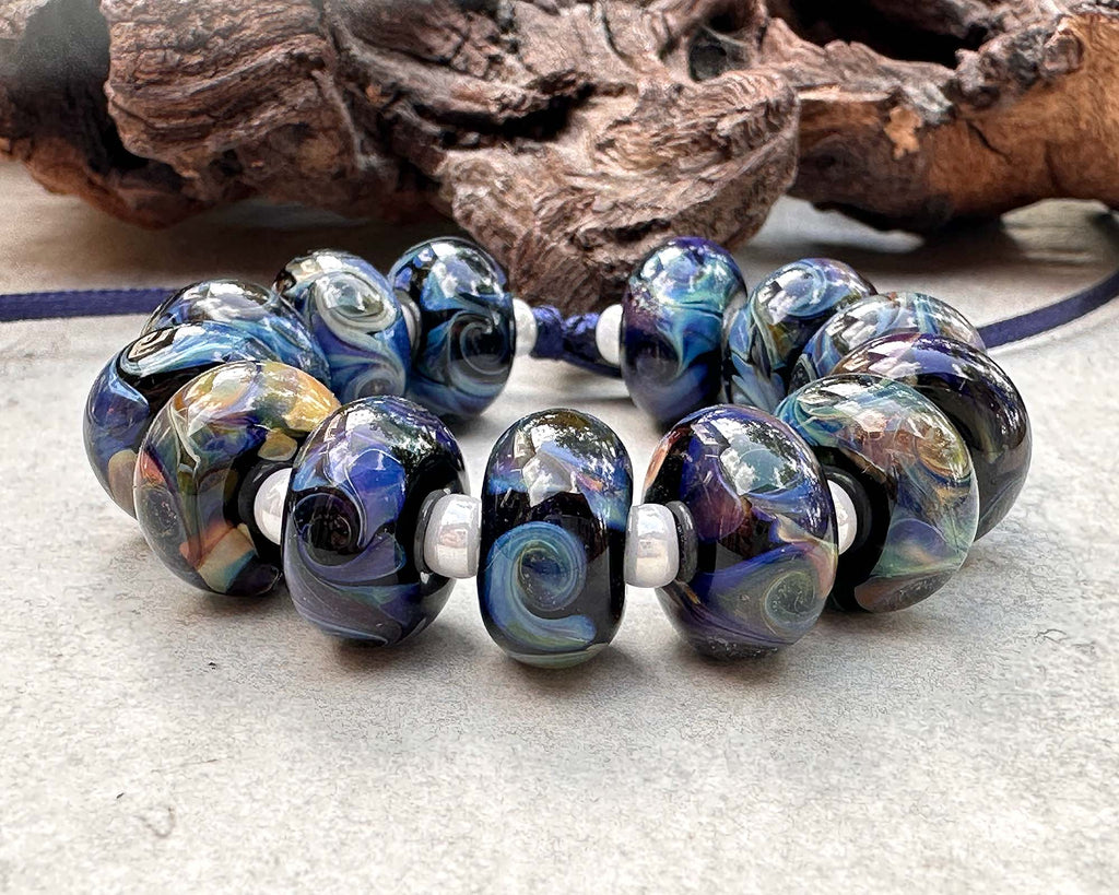 blue lampwork beads