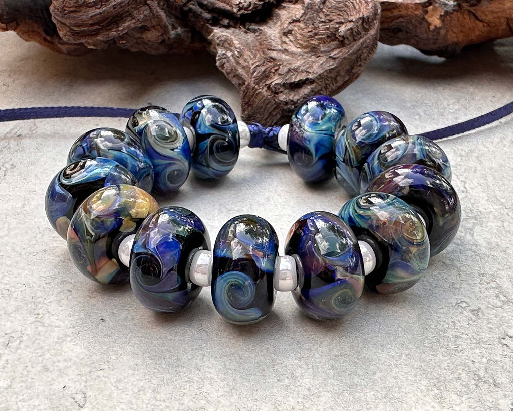 blue lampwork beads