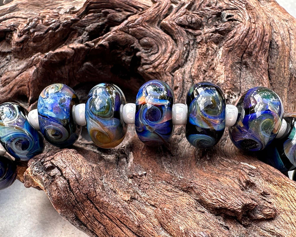 blue lampwork beads