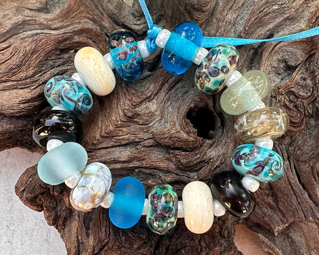 blue lampwork beads