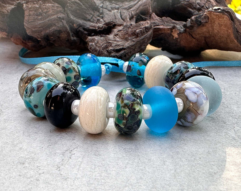 blue lampwork beads