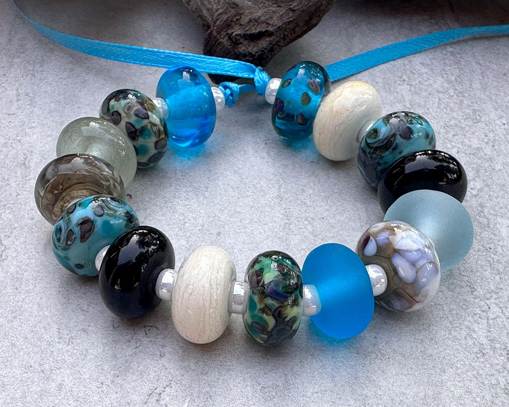 blue lampwork beads