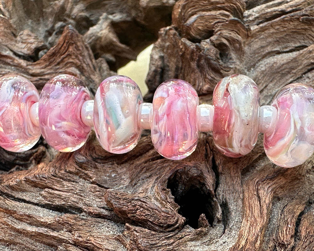 pink lampwork beads