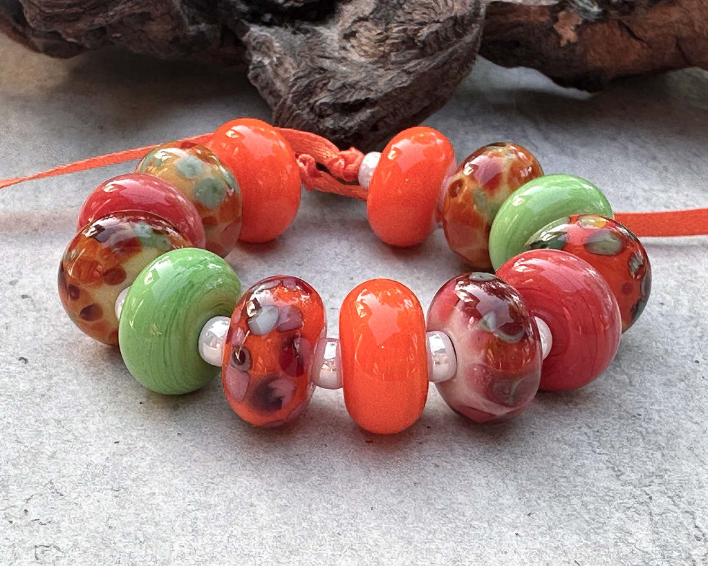 orange lampwork beads