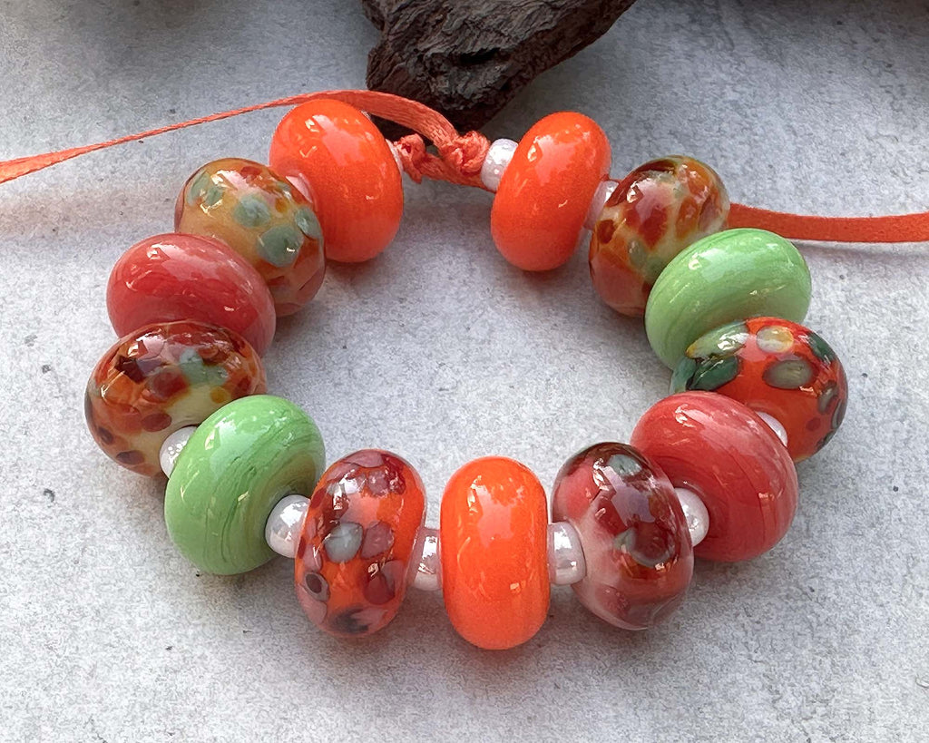 orange lampwork beads