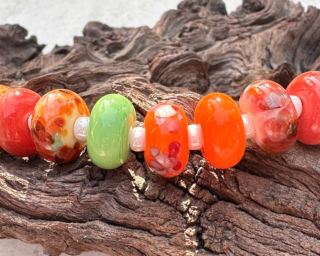 orange lampwork beads