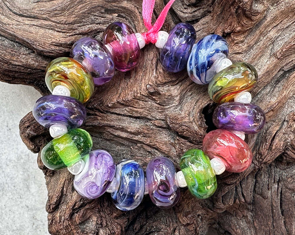 colorful lampwork beads