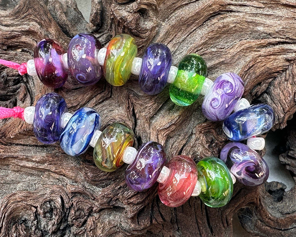 colorful lampwork beads