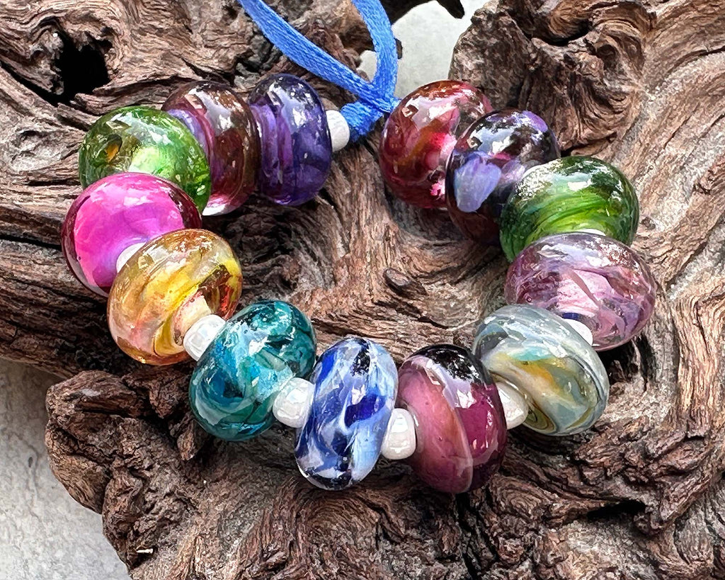 colorful lampwork beads