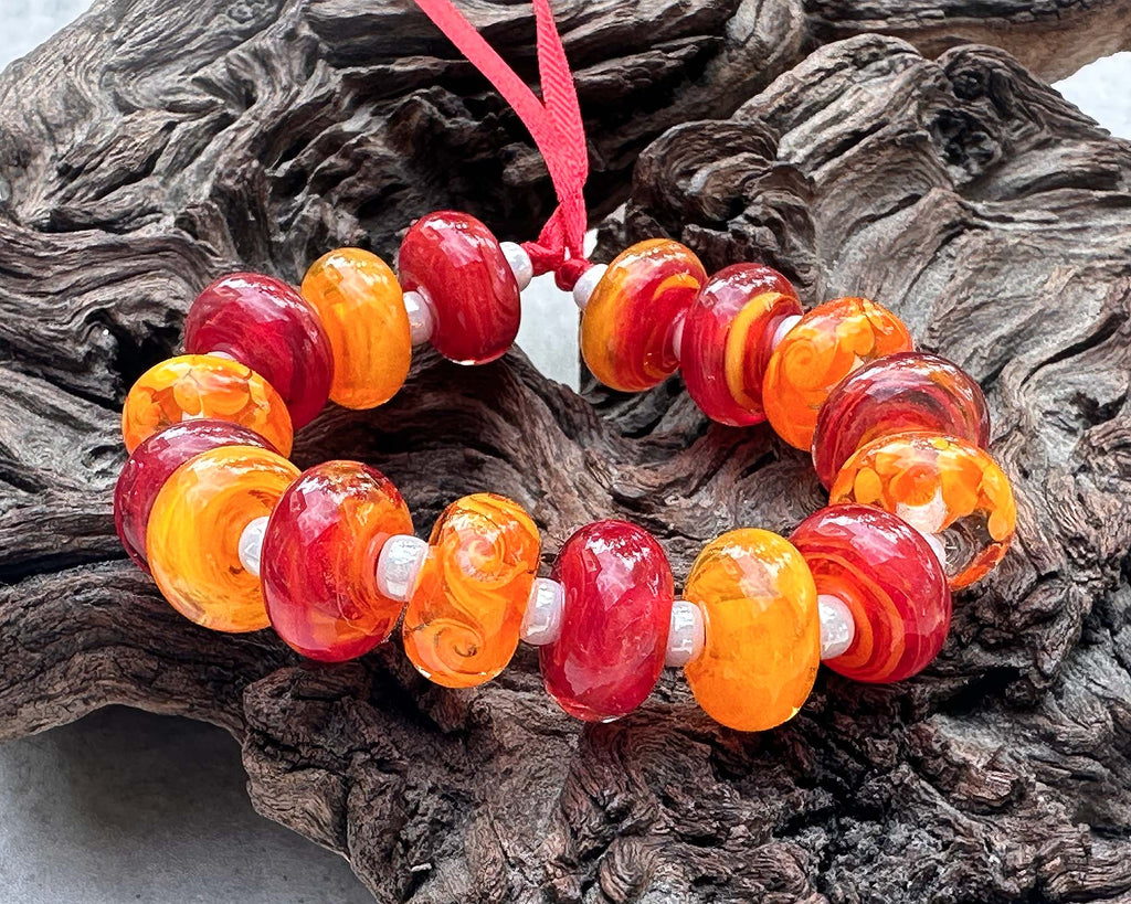 orange lampwork beads