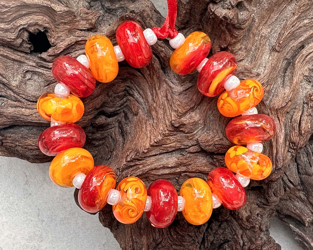 orange lampwork beads
