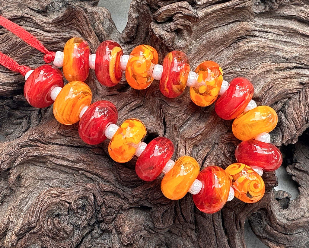 orange lampwork beads