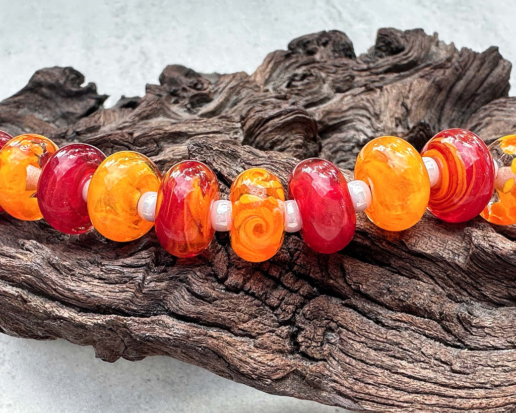 orange lampwork beads