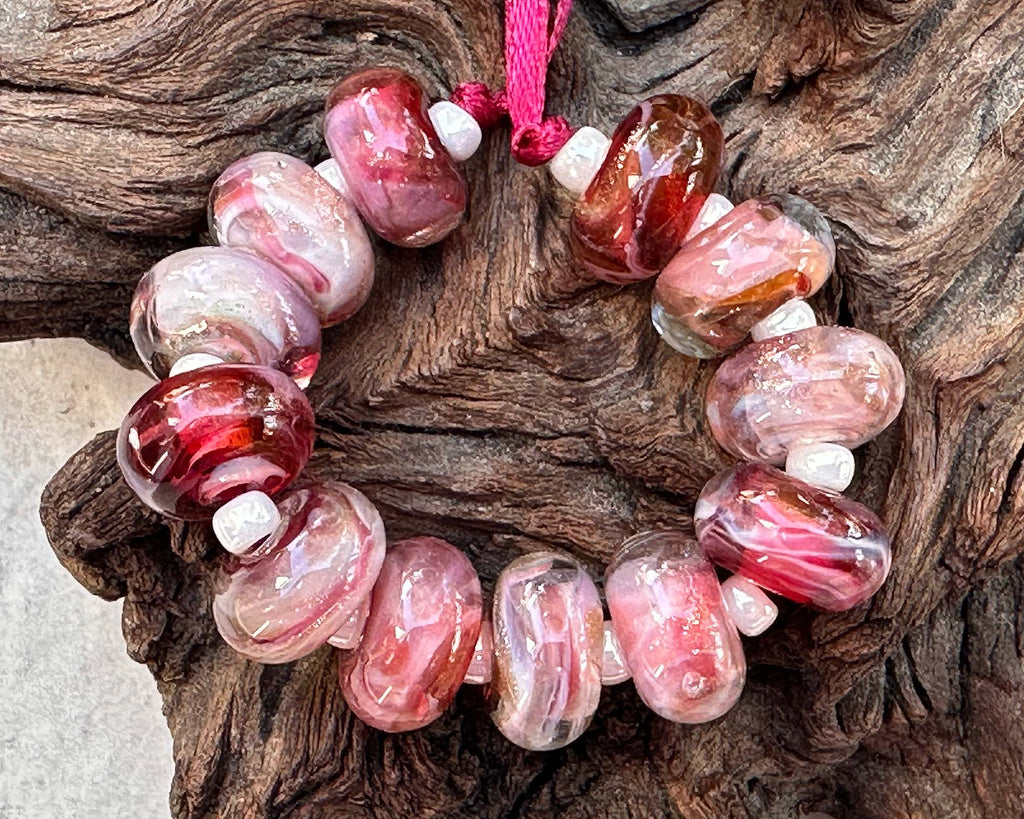 pink lampwork beads