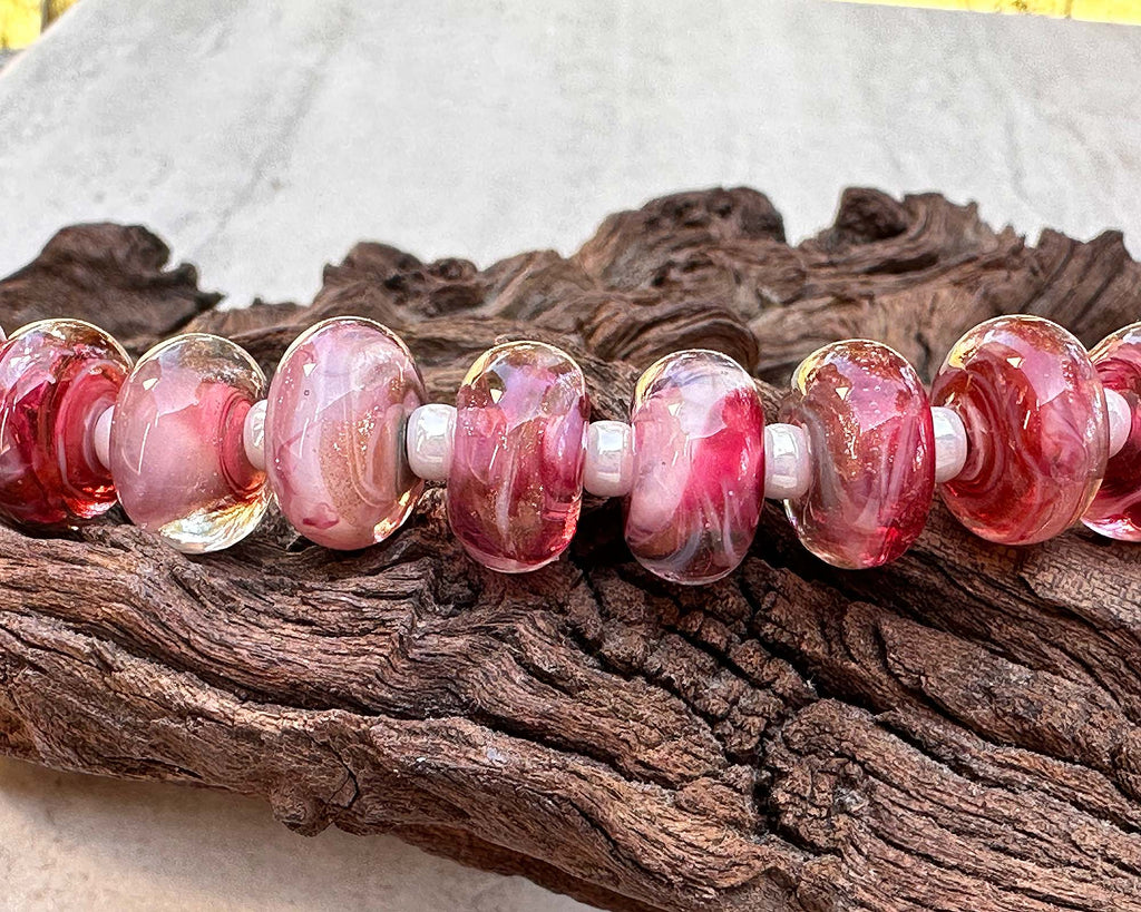 pink lampwork beads