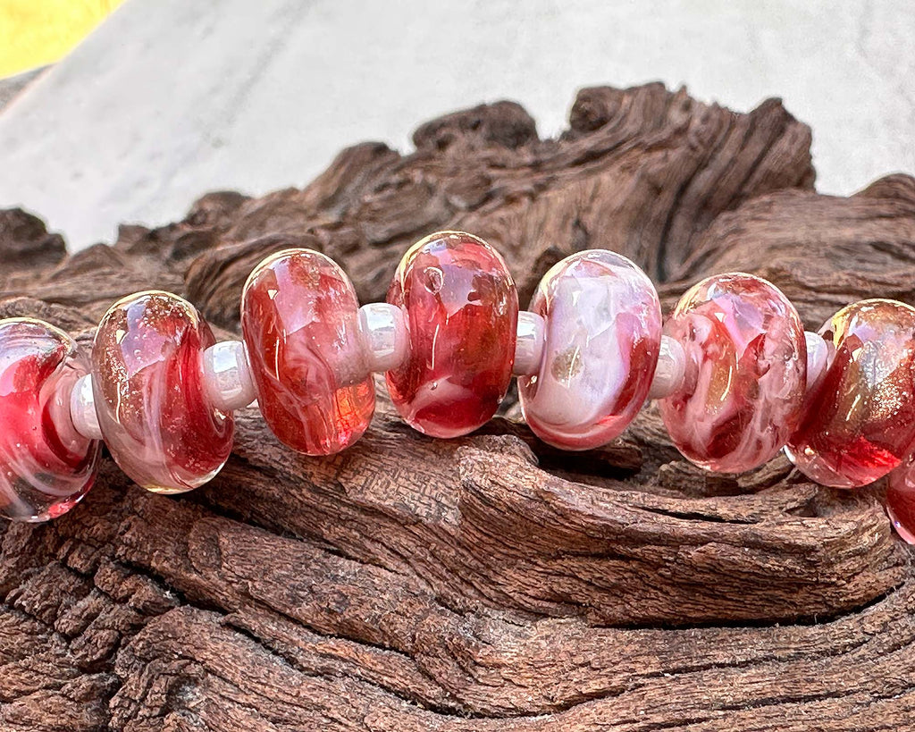 pink lampwork beads