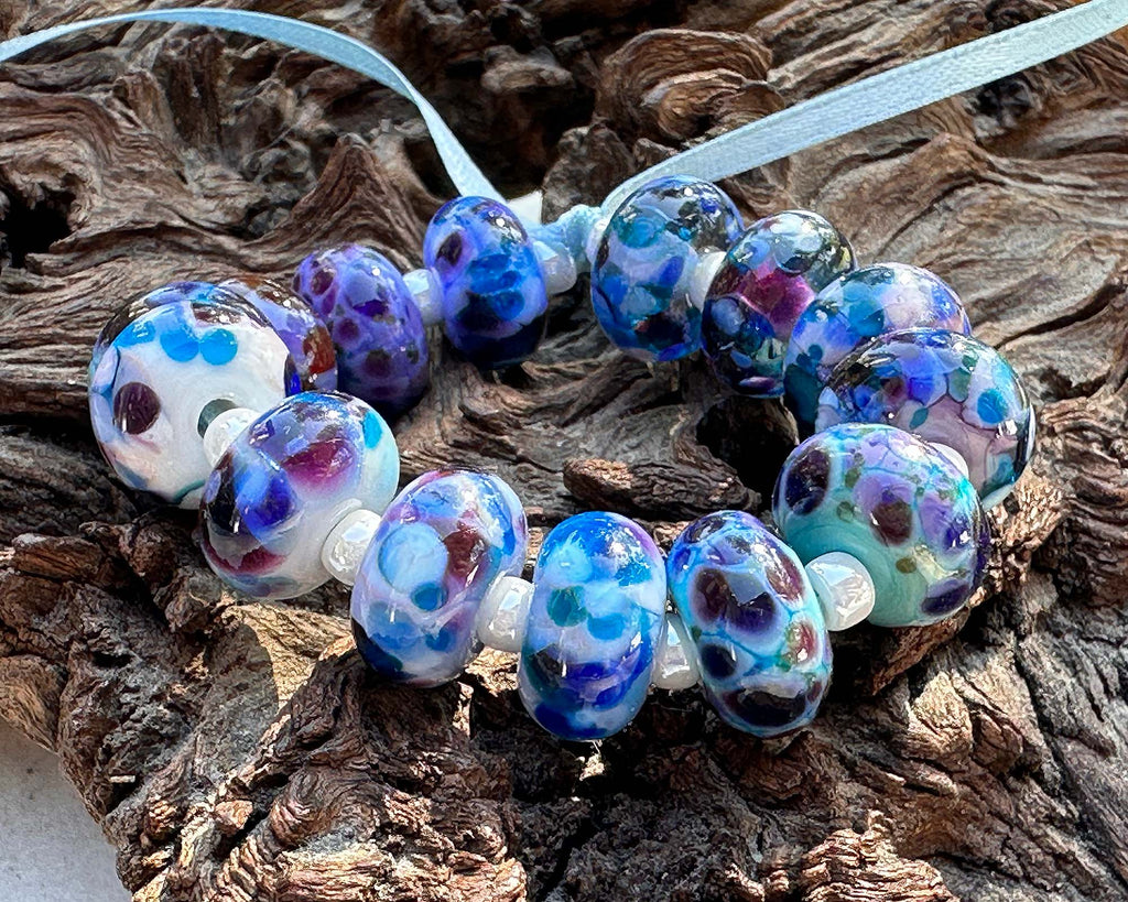 blue lampwork beads