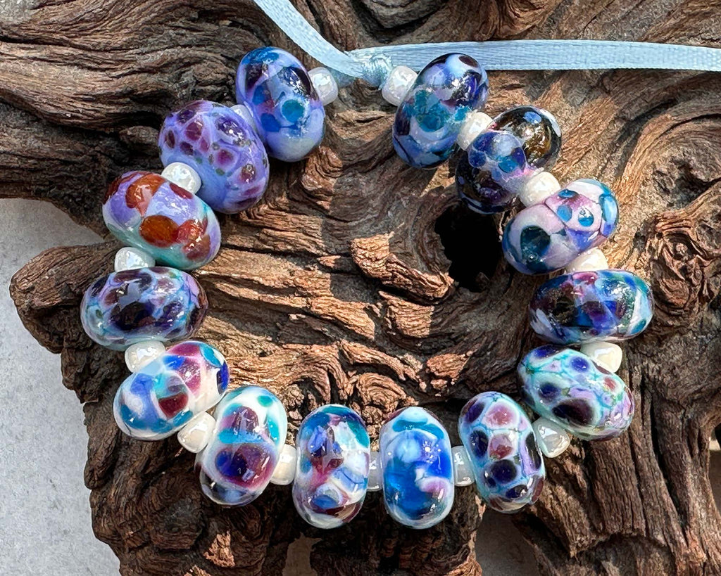 blue lampwork beads