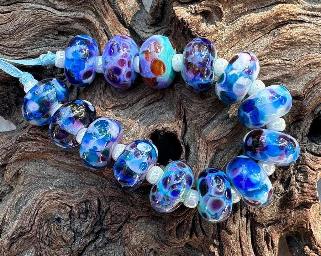 blue lampwork beads