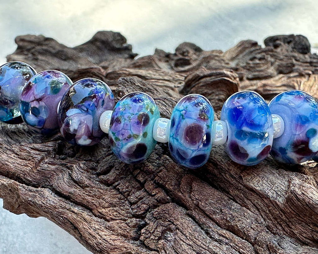 blue lampwork beads