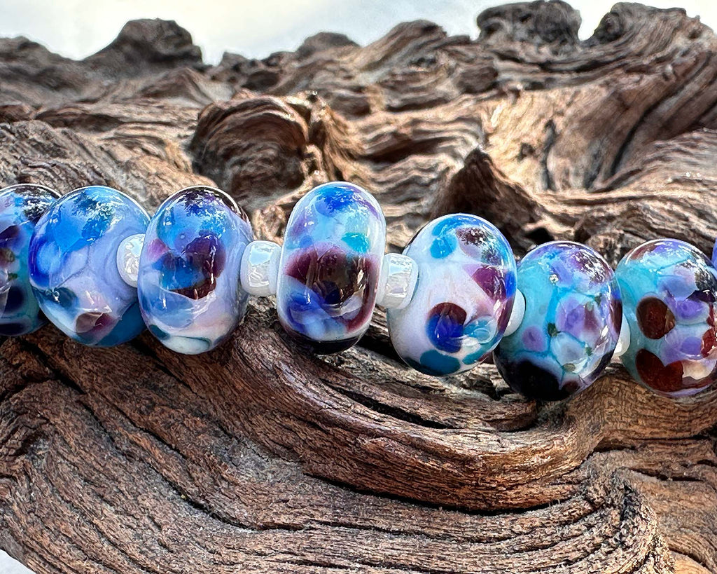 blue lampwork beads