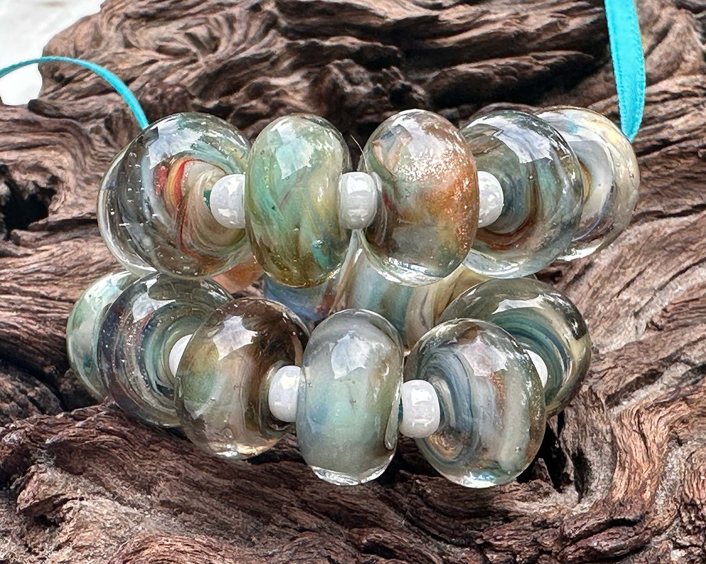 blue lampwork beads