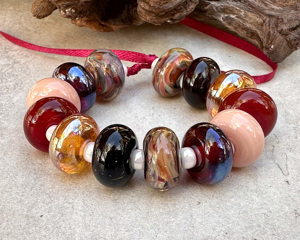fall lampwork bead set