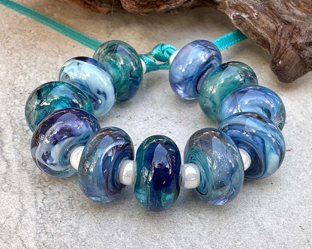 blue lampwork beads