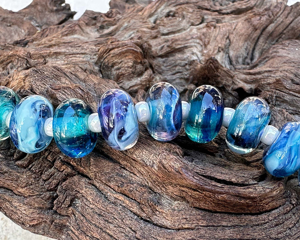 blue lampwork beads