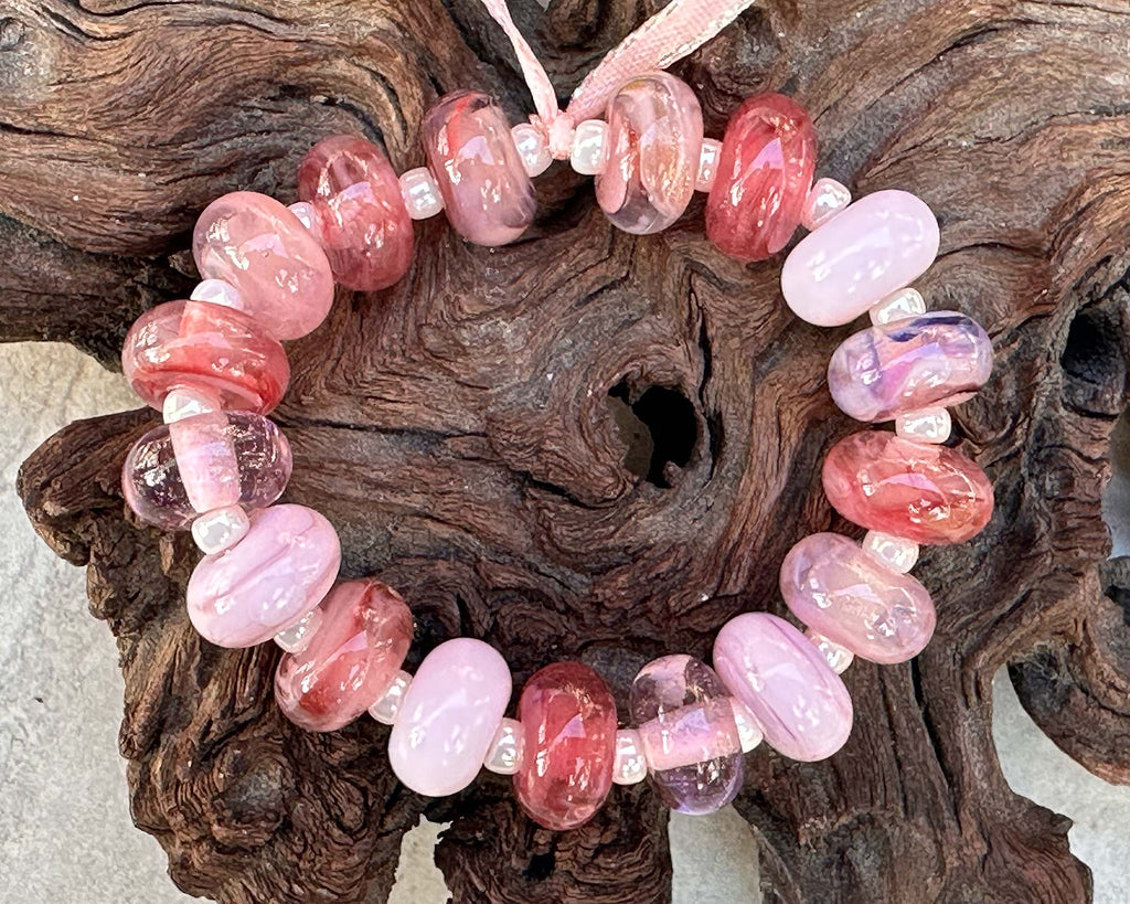 pink lampwork beads