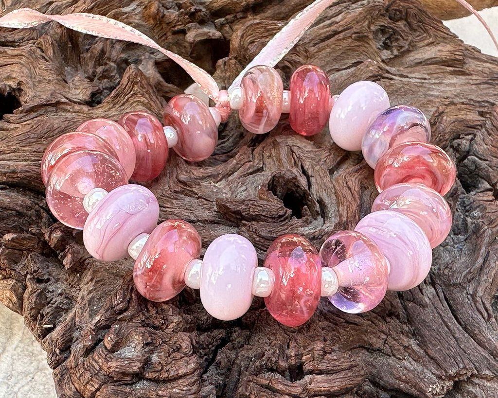 pink lampwork beads