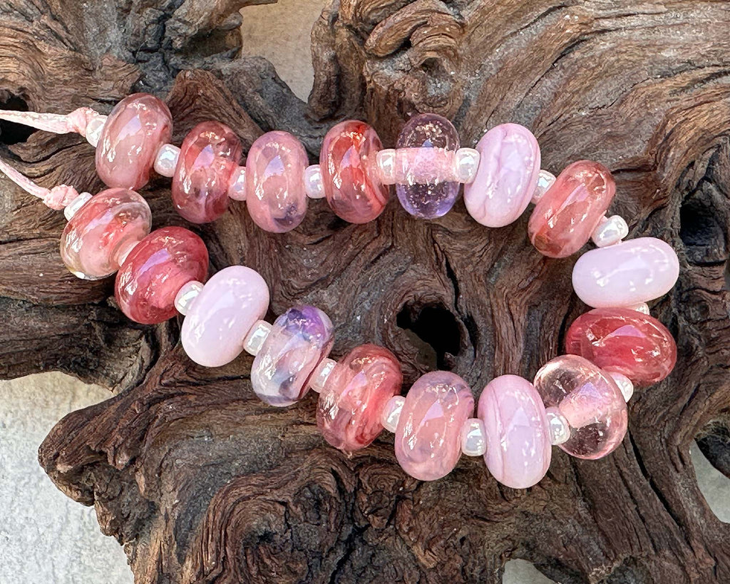 pink lampwork beads